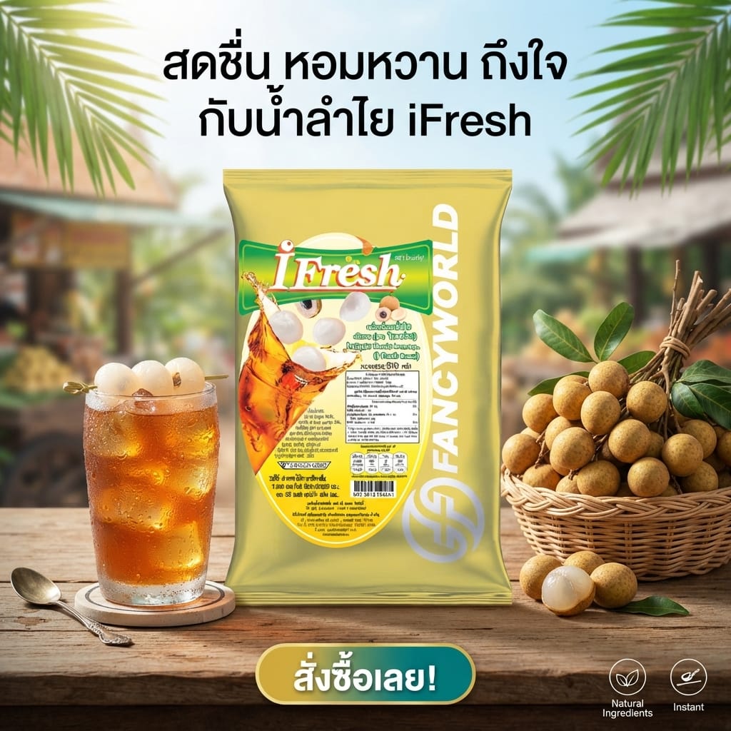ผงน้ำผลไม้รสลำไยสำเร็จรูปชนิดผง I-FRESH ขนาด 500 กรัม (ยกลัง 24 แพ็ค)_3